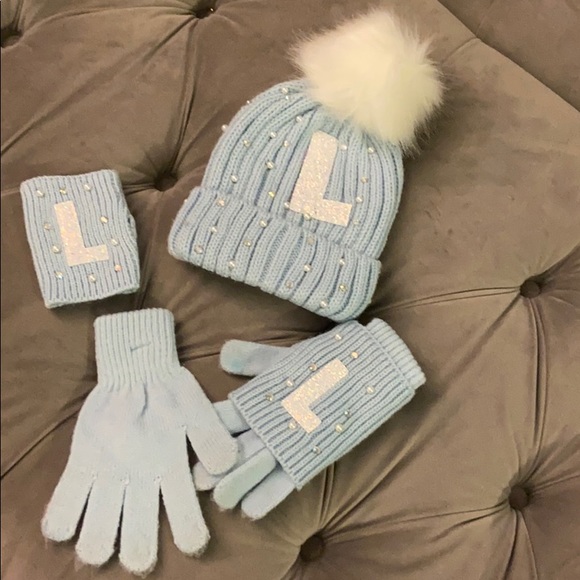 JUSTICE gloves/cuffs and hat set - Picture 1 of 5